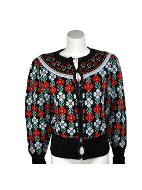 Modcloth Timeless Tapestry Jacquard Cardigan Sweater Size S